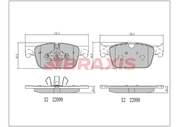 AA0702 BRAXIS Комплект тормозных колодок, дисковый тормоз (фото 1)