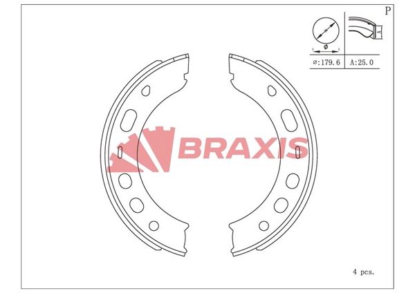 AC0205 BRAXIS Комплект тормозных колодок, стояночная тормозная система (фото 1)
