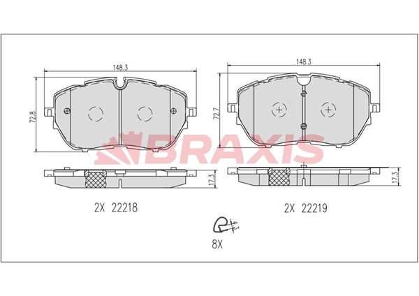 AB0640 BRAXIS Комплект тормозных колодок, дисковый тормоз (фото 1)