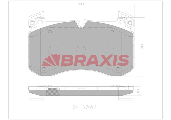 AA0766 BRAXIS Комплект тормозных колодок, дисковый тормоз (фото 1)