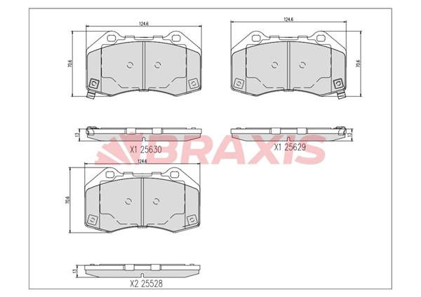 AA0746 BRAXIS Комплект тормозных колодок, дисковый тормоз (фото 1)