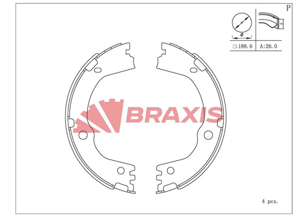 AC0215 BRAXIS Комплект тормозных колодок, стояночная тормозная система (фото 1)