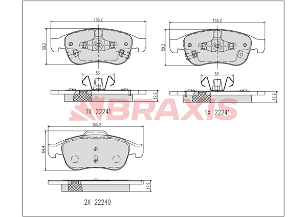 AB0641 BRAXIS Комплект тормозных колодок, дисковый тормоз (фото 1)