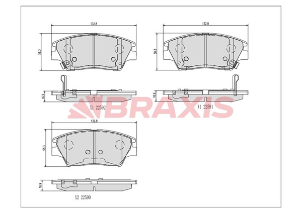 AA0723 BRAXIS Комплект тормозных колодок, дисковый тормоз (фото 1)