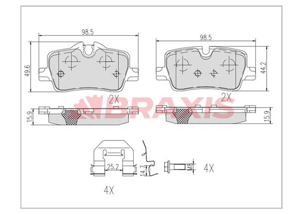 AB0625 BRAXIS Комплект тормозных колодок, дисковый тормоз (фото 1)