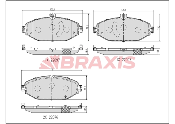 AB0638 BRAXIS Комплект тормозных колодок, дисковый тормоз (фото 1)