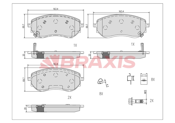 AB0621 BRAXIS Комплект тормозных колодок, дисковый тормоз (фото 1)