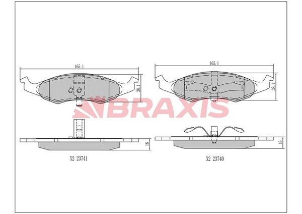 AA0692 BRAXIS Комплект тормозных колодок, дисковый тормоз (фото 1)