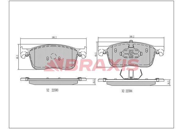 AA0704 BRAXIS Комплект тормозных колодок, дисковый тормоз (фото 1)