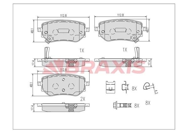 AB0622 BRAXIS Комплект тормозных колодок, дисковый тормоз (фото 1)