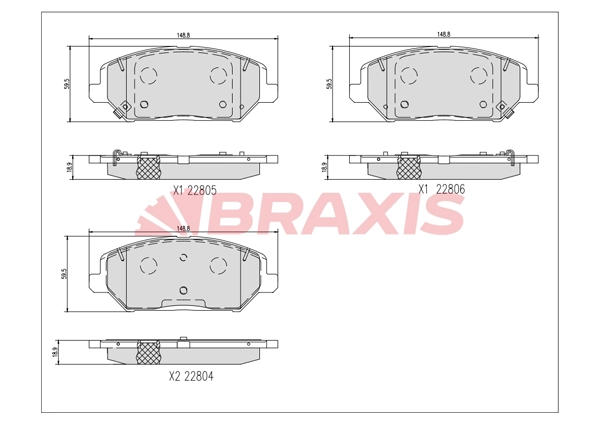 AA0749 BRAXIS Комплект тормозных колодок, дисковый тормоз (фото 1)