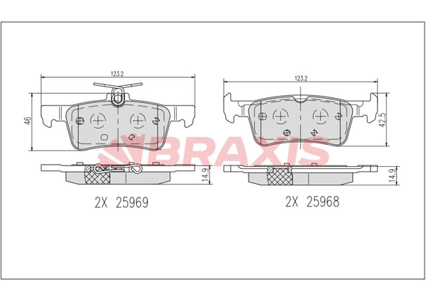 AB0637 BRAXIS Комплект тормозных колодок, дисковый тормоз (фото 1)