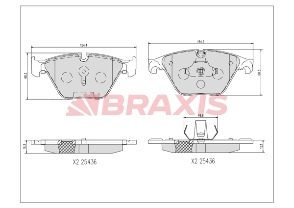 AA0738 BRAXIS Комплект тормозных колодок, дисковый тормоз (фото 1)
