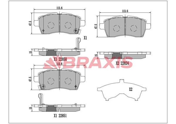 AA0780 BRAXIS Комплект тормозных колодок, дисковый тормоз (фото 1)