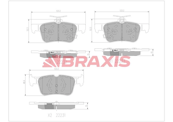 AA0705 BRAXIS Комплект тормозных колодок, дисковый тормоз (фото 1)