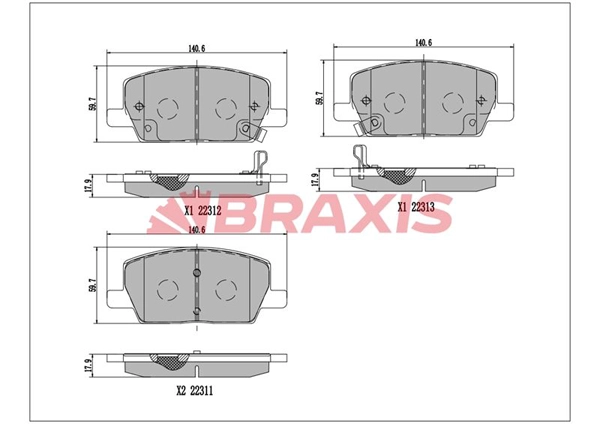 AA0715 BRAXIS Комплект тормозных колодок, дисковый тормоз (фото 1)