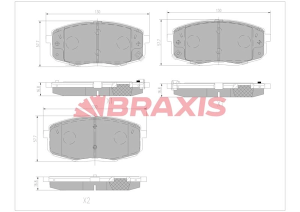 AA0771 BRAXIS Комплект тормозных колодок, дисковый тормоз (фото 1)