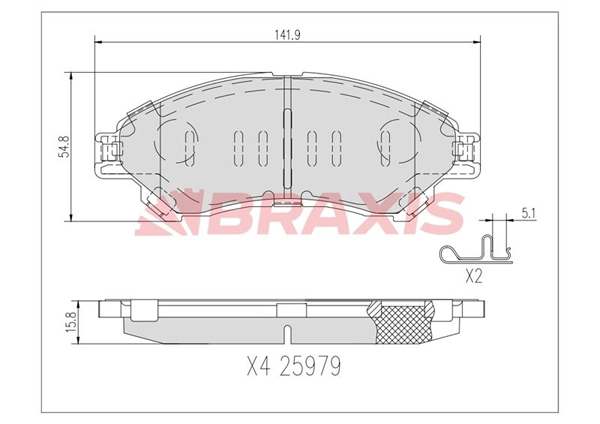 AA0735 BRAXIS Комплект тормозных колодок, дисковый тормоз (фото 1)