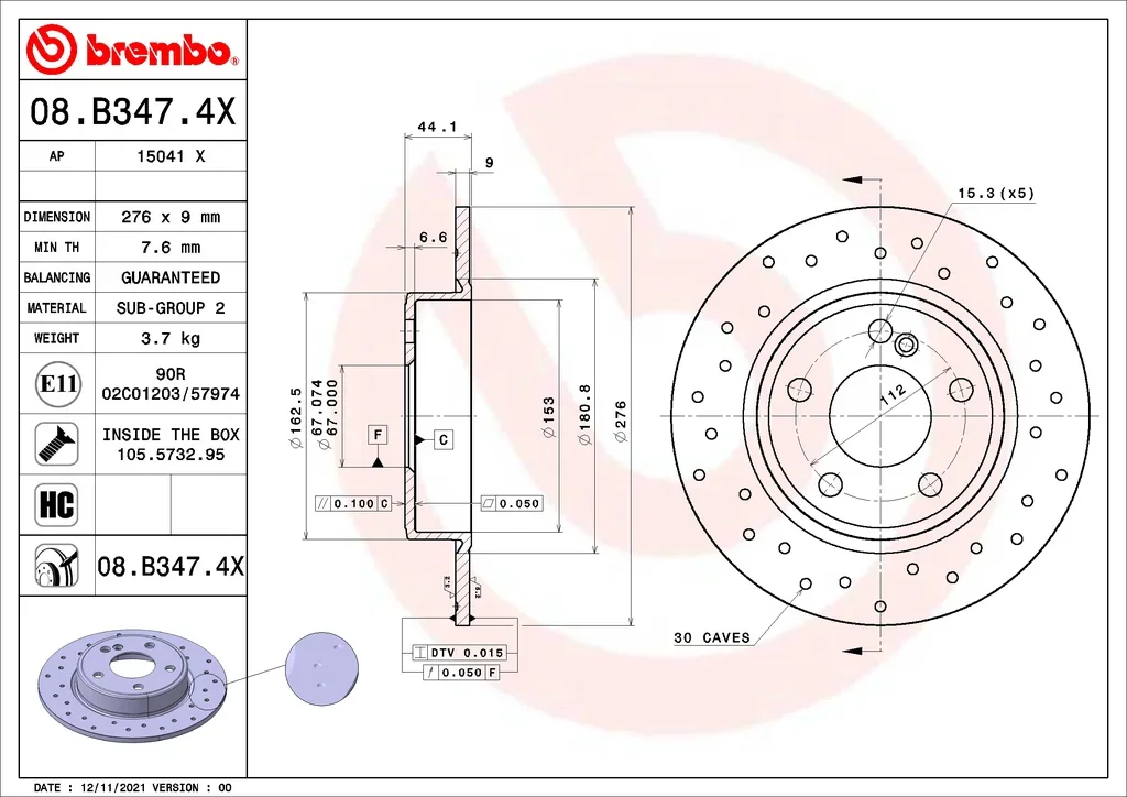 08.B347.4X BREMBO Тормозной диск (фото 1)