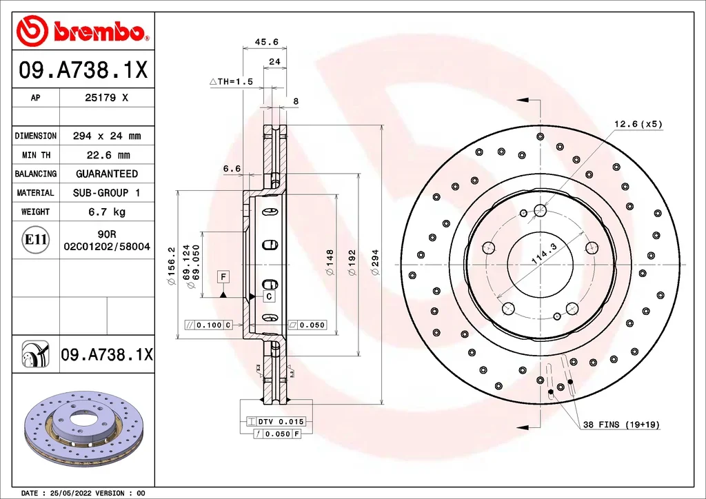 09.A738.1X BREMBO Тормозной диск (фото 1)