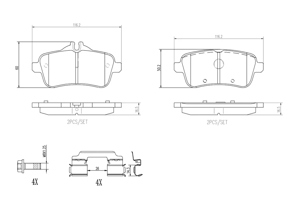 P50156N BREMBO Комплект тормозных колодок, дисковый тормоз (фото 1)