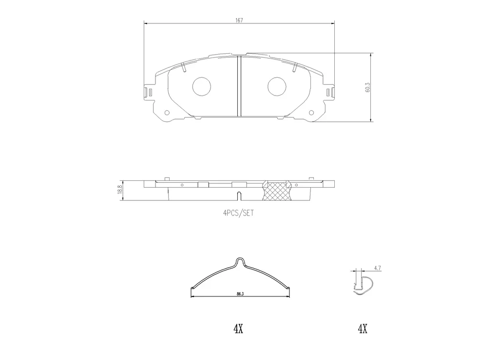 P 83 188 BREMBO Комплект тормозных колодок, дисковый тормоз (фото 1)