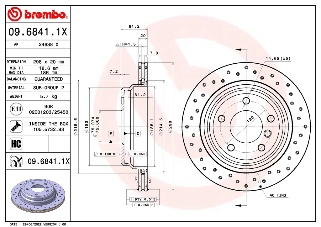 09.6841.1X BREMBO Тормозной диск (фото 1)