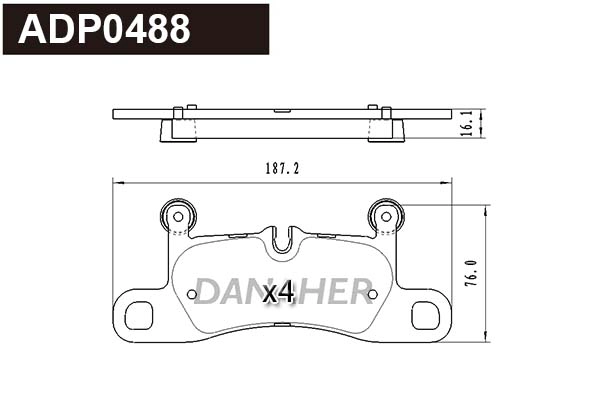 ADP0488 DANAHER Комплект тормозных колодок, дисковый тормоз (фото 1)