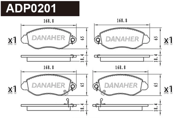 ADP0201 DANAHER Комплект тормозных колодок, дисковый тормоз (фото 1)