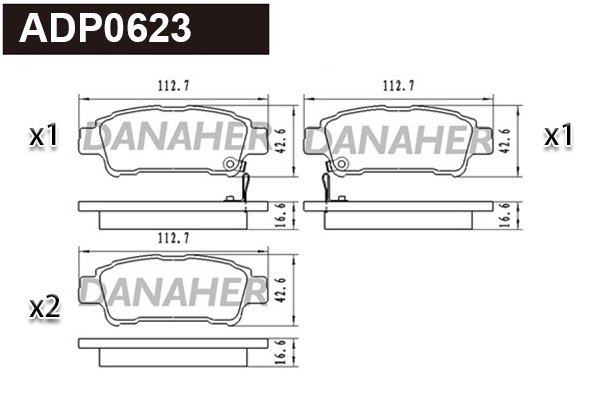 ADP0623 DANAHER Комплект тормозных колодок, дисковый тормоз (фото 1)