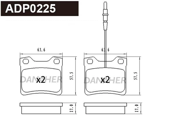 ADP0225 DANAHER Комплект тормозных колодок, дисковый тормоз (фото 1)