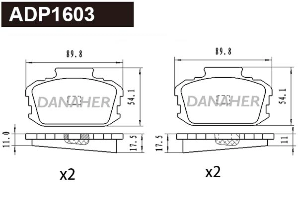 ADP1603 DANAHER Комплект тормозных колодок, дисковый тормоз (фото 1)