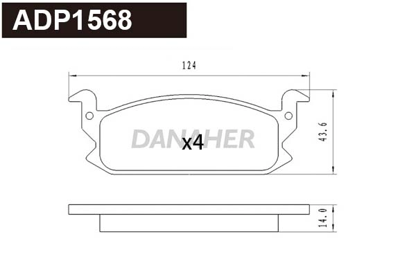 ADP1568 DANAHER Комплект тормозных колодок, дисковый тормоз (фото 1)