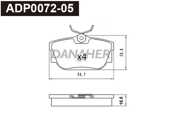 ADP0072-05 DANAHER Комплект тормозных колодок, дисковый тормоз (фото 1)