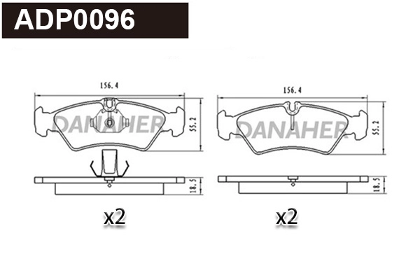 ADP0096 DANAHER Комплект тормозных колодок, дисковый тормоз (фото 1)