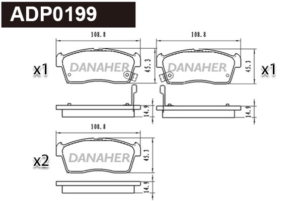 ADP0199 DANAHER Комплект тормозных колодок, дисковый тормоз (фото 1)