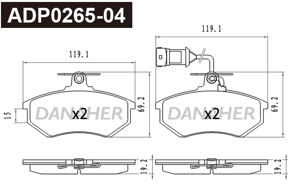 ADP0265-04 DANAHER Комплект тормозных колодок, дисковый тормоз (фото 1)