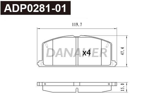 ADP0281-01 DANAHER Комплект тормозных колодок, дисковый тормоз (фото 1)