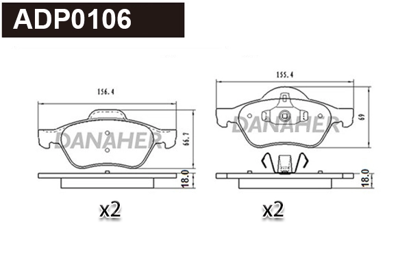 ADP0106 DANAHER Комплект тормозных колодок, дисковый тормоз (фото 1)