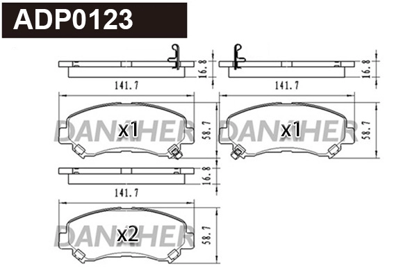 ADP0123 DANAHER Комплект тормозных колодок, дисковый тормоз (фото 1)