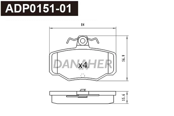 ADP0151-01 DANAHER Комплект тормозных колодок, дисковый тормоз (фото 1)