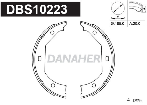 DBS10223 DANAHER Комплект тормозных колодок, стояночная тормозная система (фото 1)