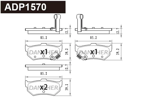 ADP1570 DANAHER Комплект тормозных колодок, дисковый тормоз (фото 1)