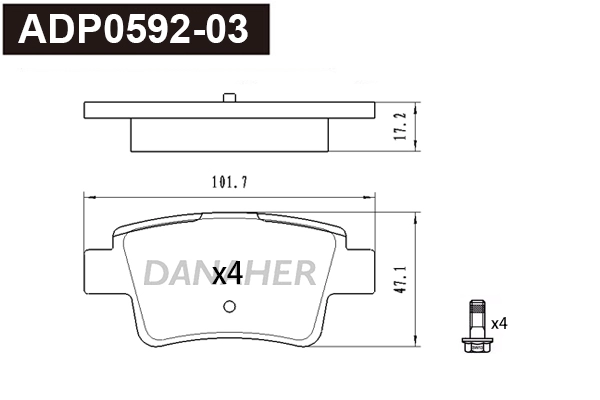 ADP0592-03 DANAHER Комплект тормозных колодок, дисковый тормоз (фото 1)