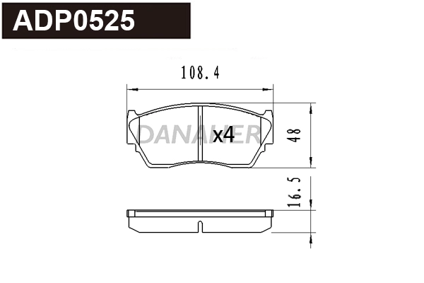 ADP0525 DANAHER Комплект тормозных колодок, дисковый тормоз (фото 1)