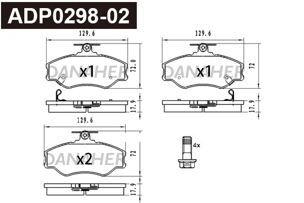 ADP0298-02 DANAHER Комплект тормозных колодок, дисковый тормоз (фото 1)