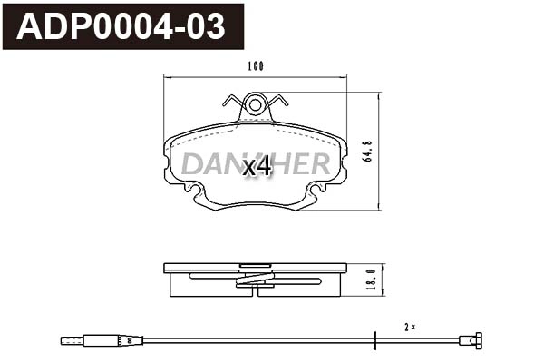 ADP0004-03 DANAHER Комплект тормозных колодок, дисковый тормоз (фото 1)