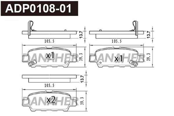 ADP0108-01 DANAHER Комплект тормозных колодок, дисковый тормоз (фото 1)