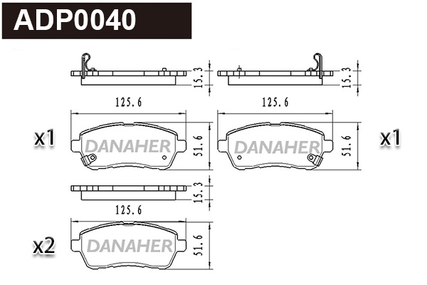 ADP0040 DANAHER Комплект тормозных колодок, дисковый тормоз (фото 1)