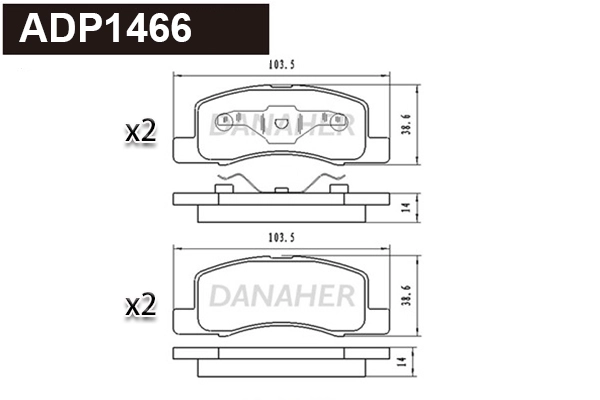 ADP1466 DANAHER Комплект тормозных колодок, дисковый тормоз (фото 1)